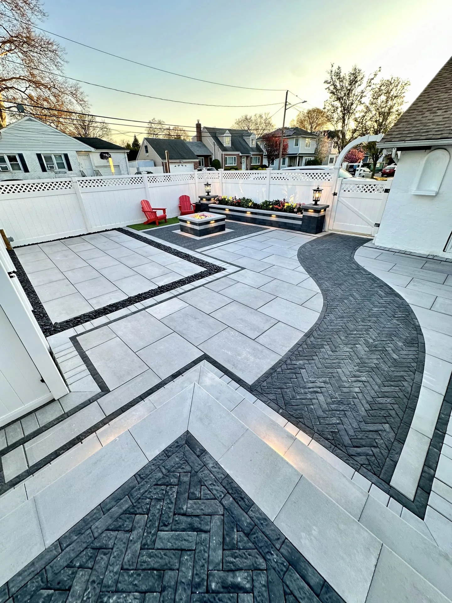 Backyard paver patio installation in Garden City, Long Island
