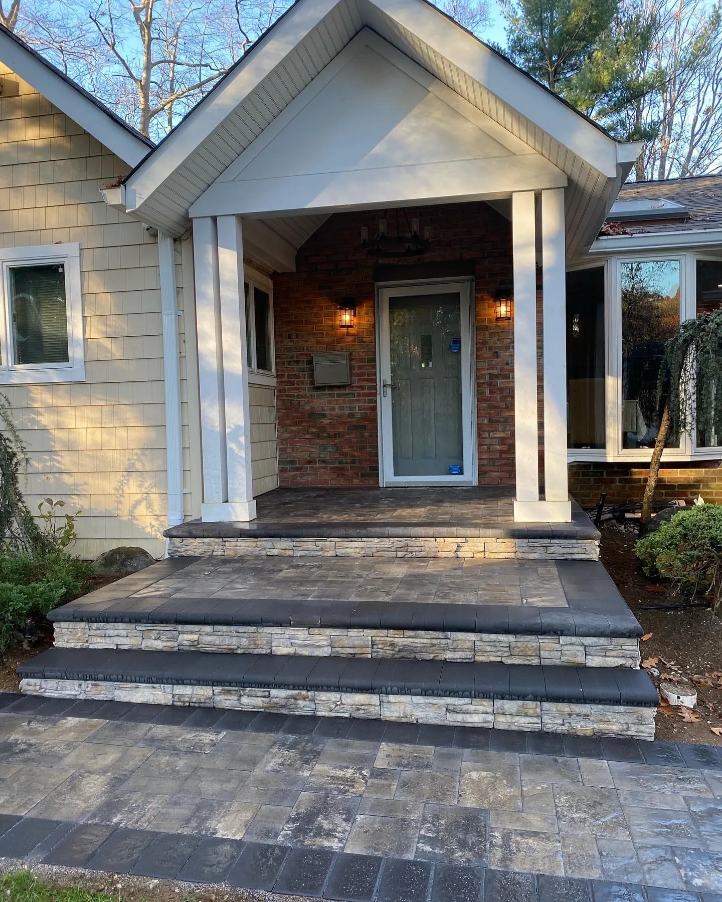 Stoop with stone treads on Long Island