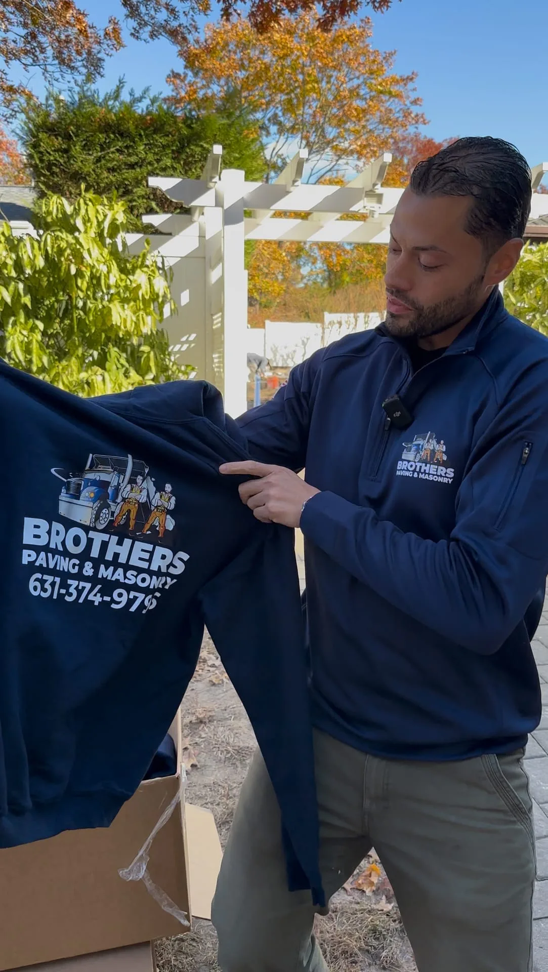 Brothers Paving owner with branded gear